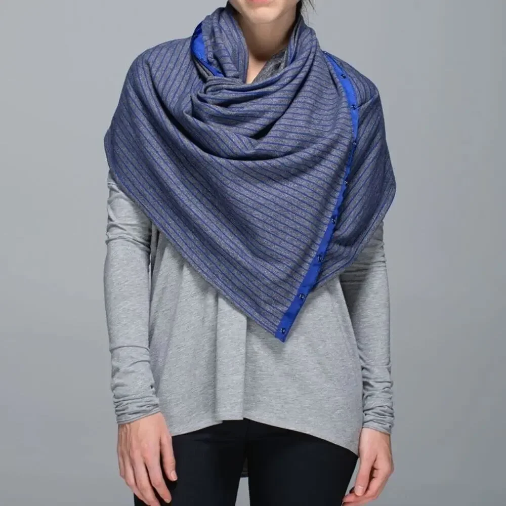 Lululemon Vinyasa Scarf Rulu Parallel Stripe Pigment Blue/Heather Black